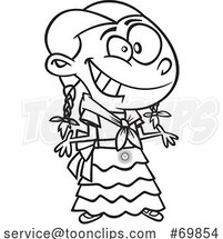 Black and White Outline Cartoon Argentine Girl by Toonaday