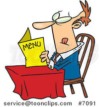 Cartoon Business Man Reading a Diner Menu by Toonaday