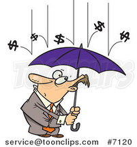 Cartoon Money Raining down on a Business Man by Toonaday