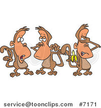 Cartoon Group of Three Monkeys by Toonaday