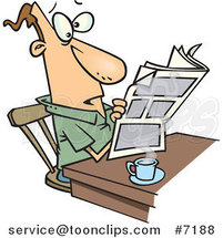 Cartoon Guy Reading the News over His Morning Coffee by Toonaday