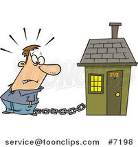 Cartoon Guy Tied to a House with a Mortgage Chain by Toonaday