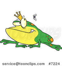 Cartoon King Frog Watching a Fly by Toonaday