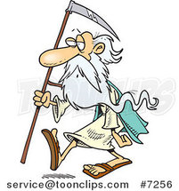 Cartoon Father Time Carrying a Scythe by Toonaday