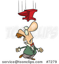 Cartoon Guy Looking up at a Falling Anvil by Toonaday