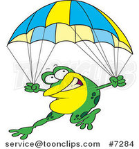 Cartoon Frog Parachuting by Toonaday
