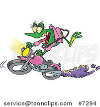 Cartoon Frog Biker Chick by Toonaday