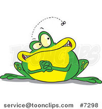 Cartoon Frog Waiting for a Fly by Toonaday