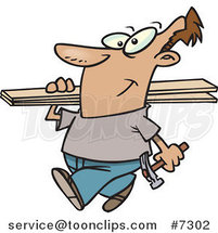 Cartoon Fencer Carrying Planks by Toonaday