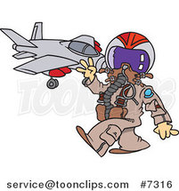 Cartoon Fighter Pilot near His Jet by Toonaday