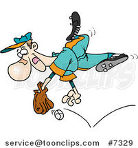 Cartoon Player Diving for a Baseball by Toonaday