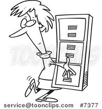 Cartoon Business Woman Carrying a Filing Cabinet by Toonaday