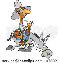 Cartoon Guy Chewing on Straw and Riding a Horse by Toonaday