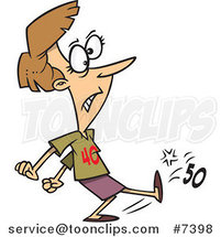 Cartoon Lady Wearing a 40 Shirt and Kicking 50 by Toonaday