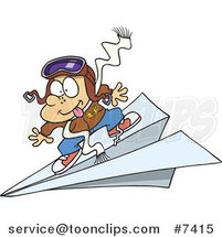 Cartoon Pilot Boy Flying on a Paper Plane by Toonaday