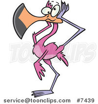 Cartoon Flamingo Covering His Ears by Toonaday