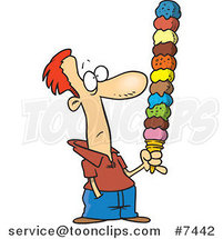 Cartoon Guy Holding a Huge Ice Cream Cone by Toonaday