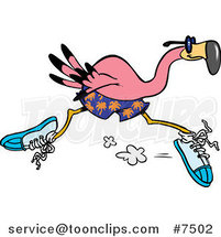 Cartoon Flamingo Running by Toonaday