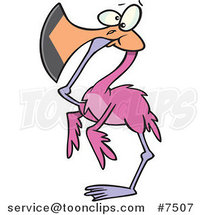 Cartoon Flamingo Covering His Mouth by Toonaday