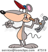 Cartoon Mouse Holding a Hammer by Toonaday