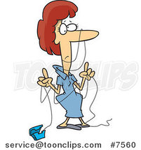 Cartoon Lady Tangled in Dental Floss by Toonaday