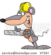 Cartoon Mouse Holding a Saw by Toonaday