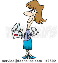 Cartoon Crying Mom Holding a Mothers Day Card by Toonaday