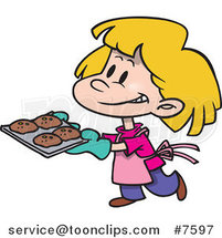 Cartoon Girl Baking Cookies by Toonaday