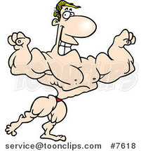 Cartoon Flexing Bodybuilder by Toonaday