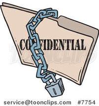 Cartoon Chain and Lock over a Confidential Folder by Toonaday