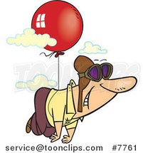 Cartoon Guy Floating Through the Sky with a Balloon by Toonaday