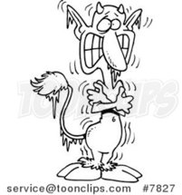 Cartoon Black and White Line Drawing of a Freezing Faun by Toonaday