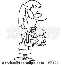 Cartoon Black and White Line Drawing of a Business Woman Holding a Bomb by Toonaday