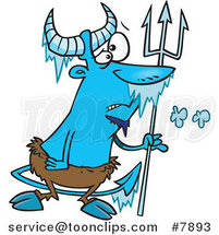 Cartoon Frozen Faun Holding a Trident by Toonaday