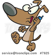 Cartoon Dog Talking on a Cell Phone by Toonaday