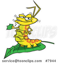 Cartoon Caterpillar Munching on a Leaf by Toonaday