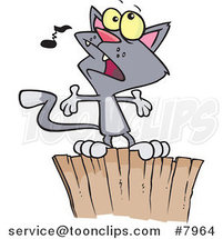Cartoon Cat Singing on a Fence by Toonaday