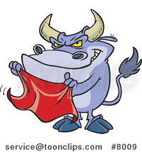 Cartoon Bull Waving a Cape by Toonaday