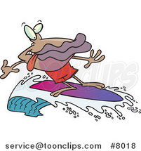 Cartoon Clam Playing a Clam Surfing by Toonaday