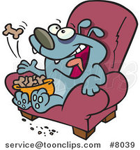 Cartoon Lazy Dog Eating Biscuits on a Chair by Toonaday