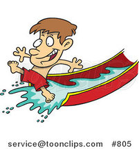 Cartoon Happy Boy on a Water Slide by Toonaday
