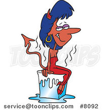 Cartoon She Devil Cooling off on a Block of Ice by Toonaday