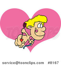 Cartoon Cupid Boy over a Heart by Toonaday
