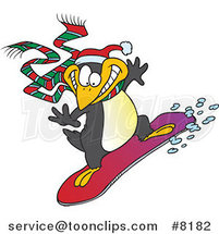 Cartoon Snowboarding Penguin by Toonaday