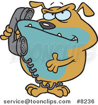 Cartoon Bulldog Talking on a Phone by Toonaday
