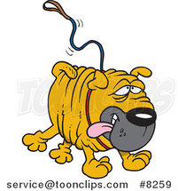 Cartoon Sharpei Dog Running with a Leash Attached by Toonaday