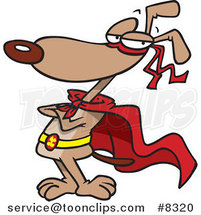 Cartoon Super Dog Standing in a Cape by Toonaday