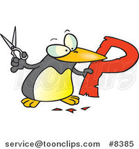 Cartoon Penguin Cutting out the Letter P by Toonaday