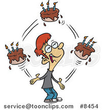 Cartoon Birthday Boy Juggling Cakes by Toonaday