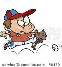 Cartoon Boy Chasing a Baseball by Toonaday